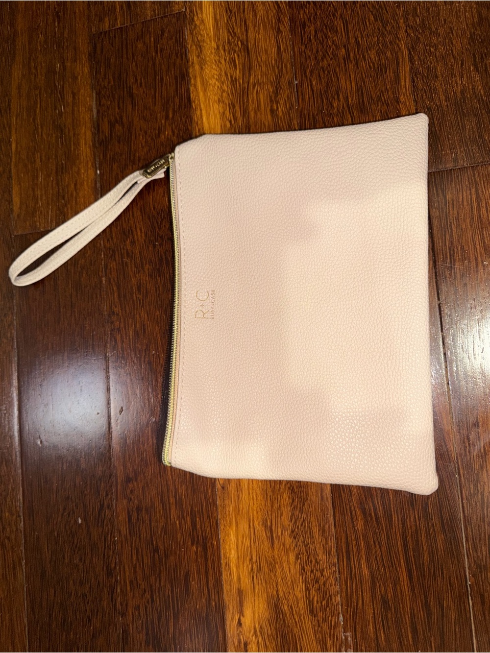 Signature Blush Pink Leather Wristlet Clutch